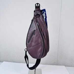 NEW Harvest Label Men's Dark Brown Lancer Sling Pack Bag Tear Shape Pockets